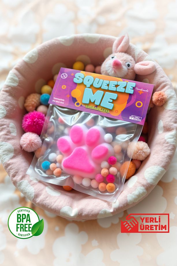 Pembe Kedi Patisi Taba Squishy – Yumuşak, Tüylü, Tatlı Ve Sıkılabilir Sukuşi Stres Oyuncağı - 1