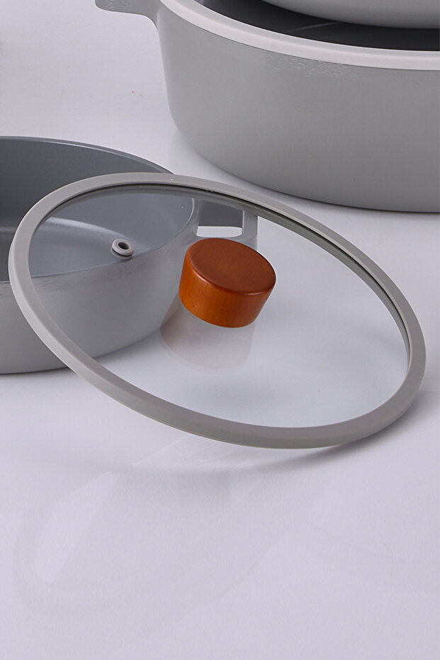 Fika 24cm Flat Silicone Framed Glass Cover Gray