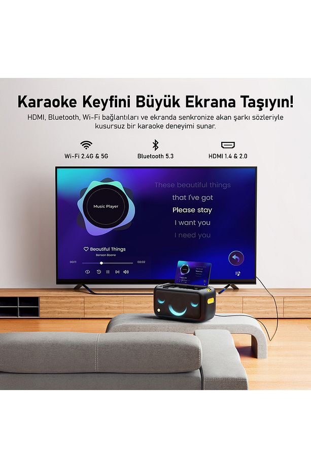 Partybox Break X1 460w Karaoke Bluetooth Hoparlör Seti, Dahili 13.3" Tablet, 2 Adet Mikrofon - 6