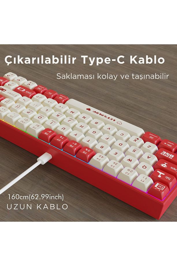 AK680 Kablolu Red Switch Mekanik Klavye-Rainbow Aydınlatma Hot-Swap - 2