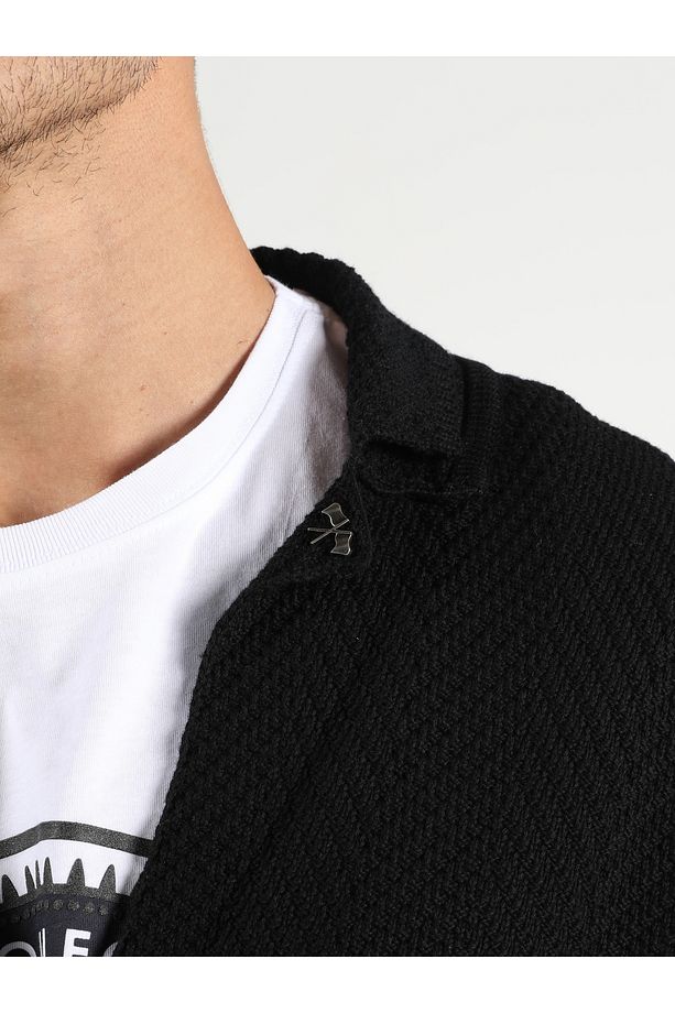 Regular Fit Erkek Siyah Hırka - 5