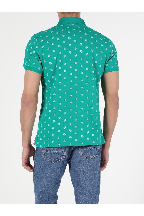 Regular Fit Polo Yaka Erkek Yeşil Kısa Kol Tişört - 2