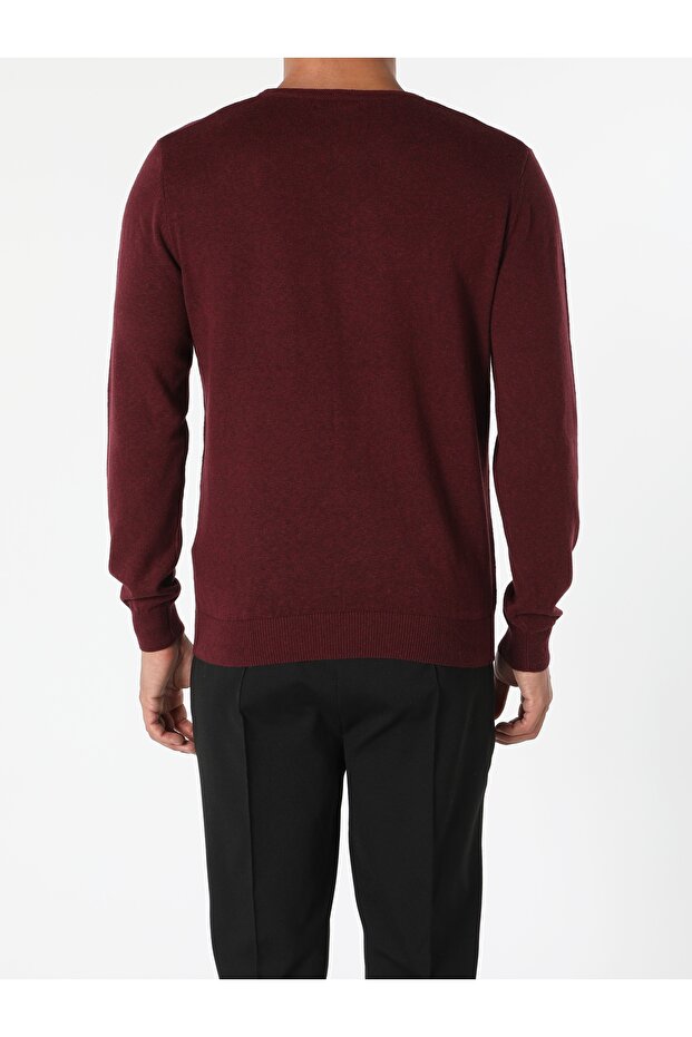 Regular Fit Bisiklet Yaka Erkek Mor Kazak - 2