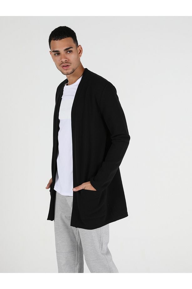 Regular Fit Erkek Siyah Hırka - 1