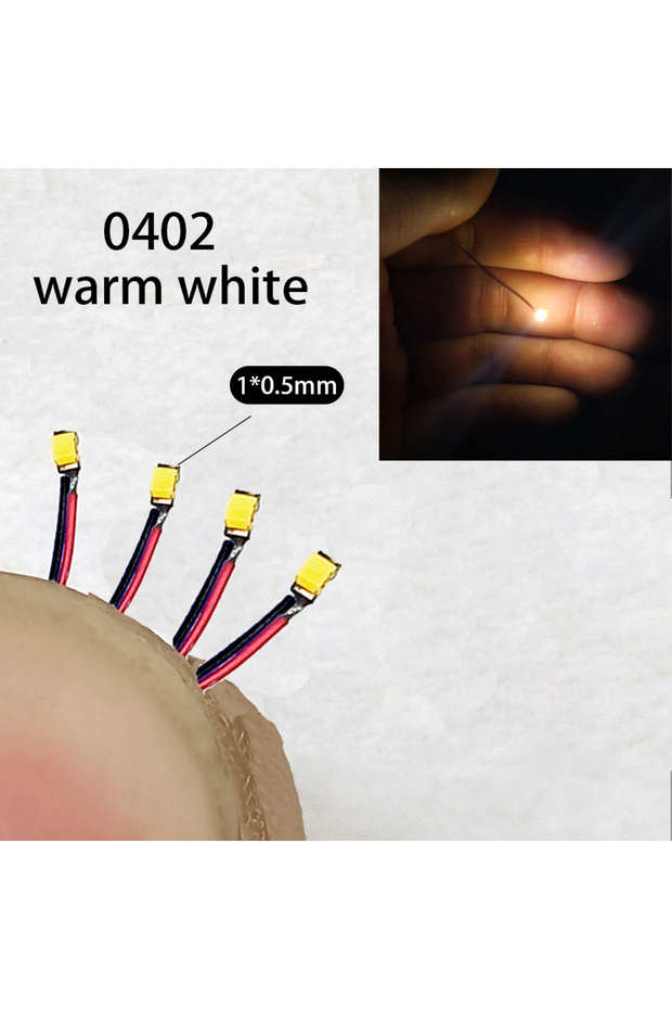 0402warm white 40Pcs/Lot 0402 0603 0805 1206 Led SMD Wire For Model Train HO N OO Scale Red Black Li
