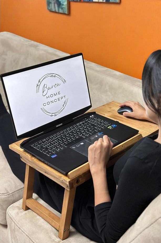 Kutu Detaylı Katlanabilir Ayarlanabilir Portatif Tablet Laptop Sehpa Çalışma Kahvaltı Masası - 2