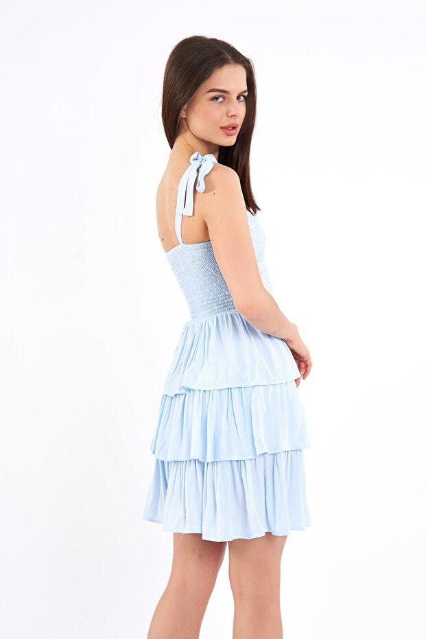 Desenli Mini Elbise - 5