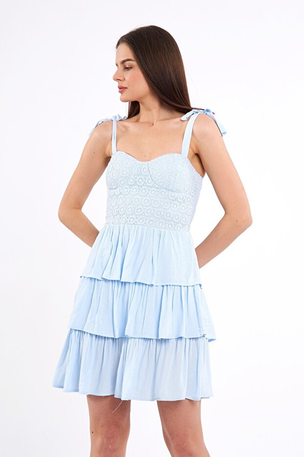 Desenli Mini Elbise - 1