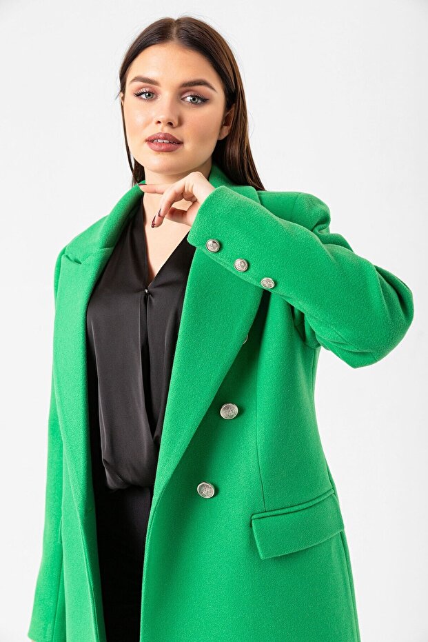 Buttoned Stamped Long Coat - 3