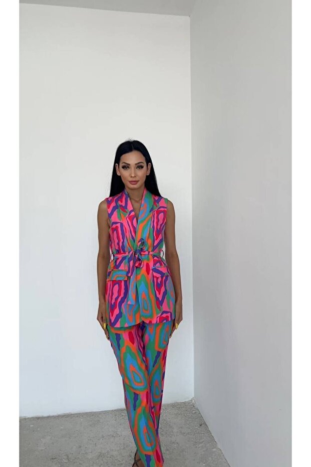 Belted Patterned Vest - 2