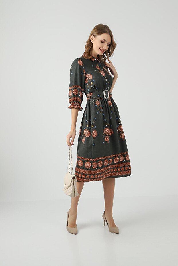 Rochie verde cu flori - 2