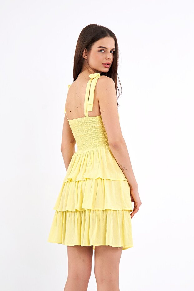 Desenli Mini Elbise - 6