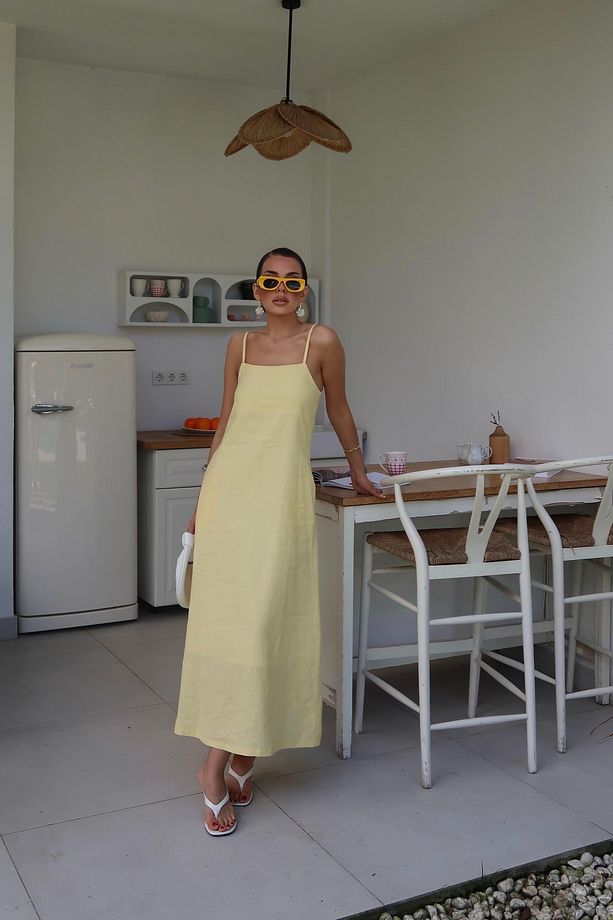 Palma Summer Casey Askılı Elbise Sarı - 1