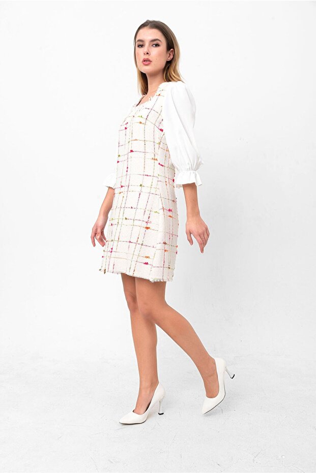 Plaid Patterned Mini Dress - 7