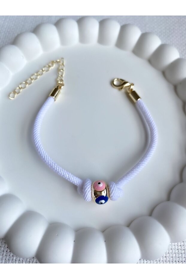 Women's Bracelet with Evil Eye Bead and Colorful String
