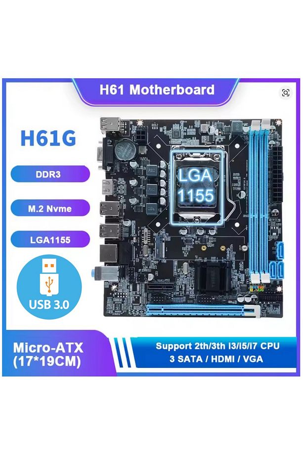 H61g 2xddr3 M.2 Usb 3.0 Hdmı 2-3.nesil Lga1155 Soket Anakart - 1