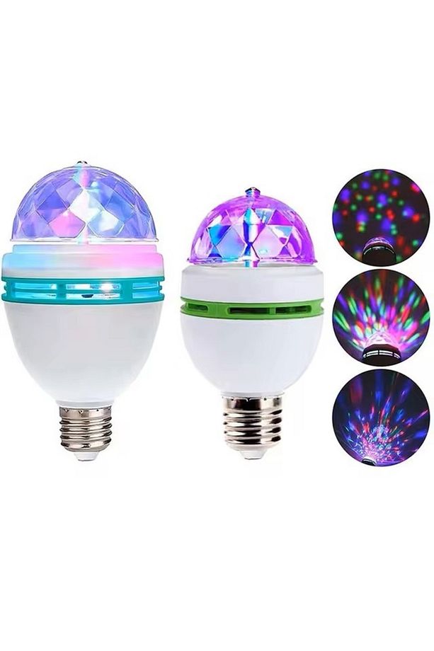 Rgb Renkli Led Döner Başlıklı Disko Topu Ampul 3w Priz Duy Dahil E27 Düğün Dernek Eğlence Dans Disko - 8