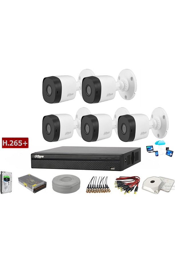 5 Kameralı 2 Mp Ahd Güvenlik Kamera Sistemi Hac-b1a21-0360b - 1