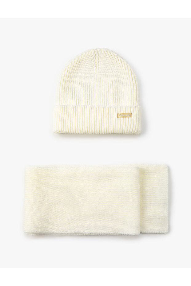 Scarf Beret Set Knitwear Label Detailed 2 Piece