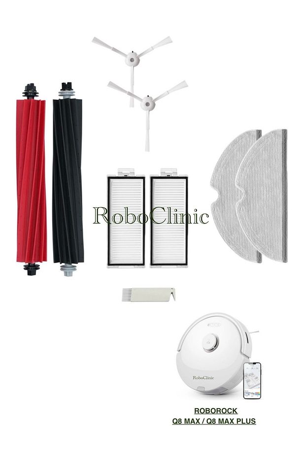 Roborock Q8 Max, Q8 Max Plus Robot Süpürge Uyumlu Fırça, Hepa Filtre, Mop Seti-9 Parça - 1