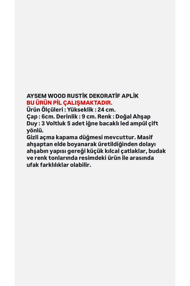 PİLLİ Masif Ahşap Yansıtma Tasarımlı Çift Yönlü Salon Hol Cafe Otel Duvar Aplik Avize - 6