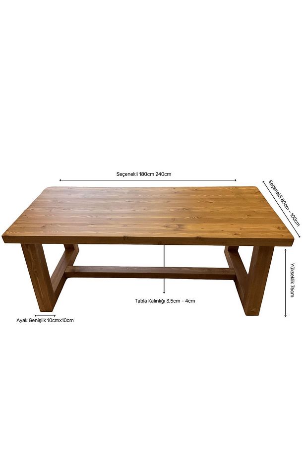 Ntconcept Farmhouse Doğal Ahşap Masif Yemek Masası 80x180cm 6 Adet Sandalye - 7