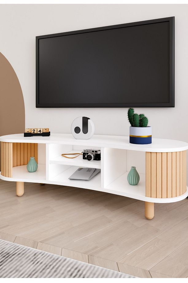 Weltwood Tokyo Tv Ünitesi Mdf, Kayın Cilalı Çıta, Bohem Stil, Modern, Dayanıklı Ve Şık Tv Sehpası - 1