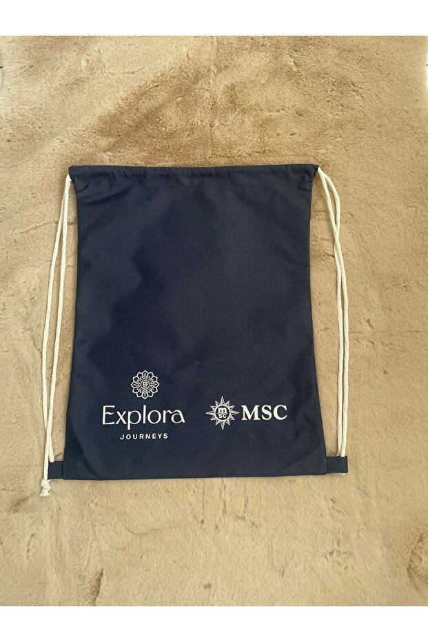 Drawstring Drawstring Backpack Navy Blue - 3