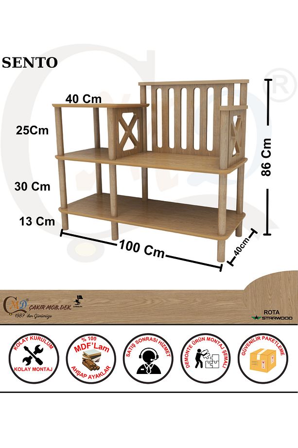 Sento Ayakkabılık Bench: Daire Önü Oturaklı Ayakkabılık Mdf'lam Ve Ahşap Ayak Tasarım - 6