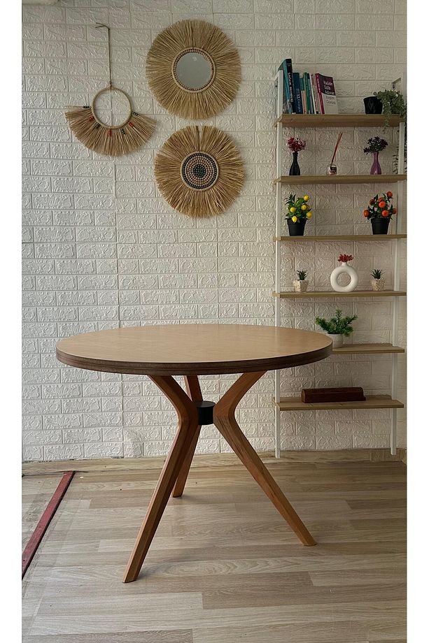 Concept Yuvarlak Sabit Kelebek Ayak Naturel Masa (100 CM) - 1