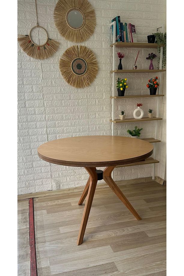 Concept Yuvarlak Sabit Kelebek Ayak Naturel Masa (100 CM) - 2