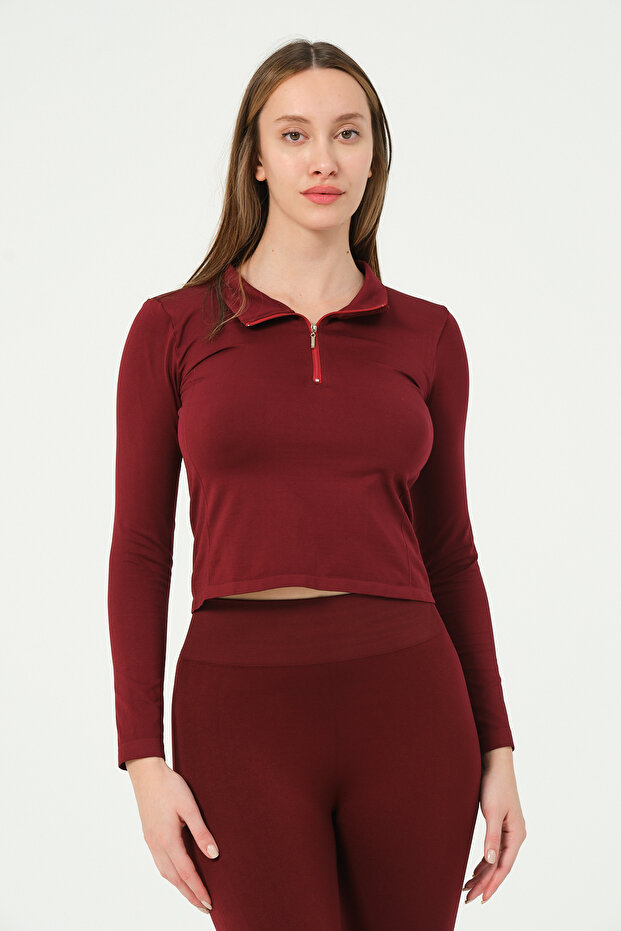 Women's Zippered Sports Crop Top Seamless