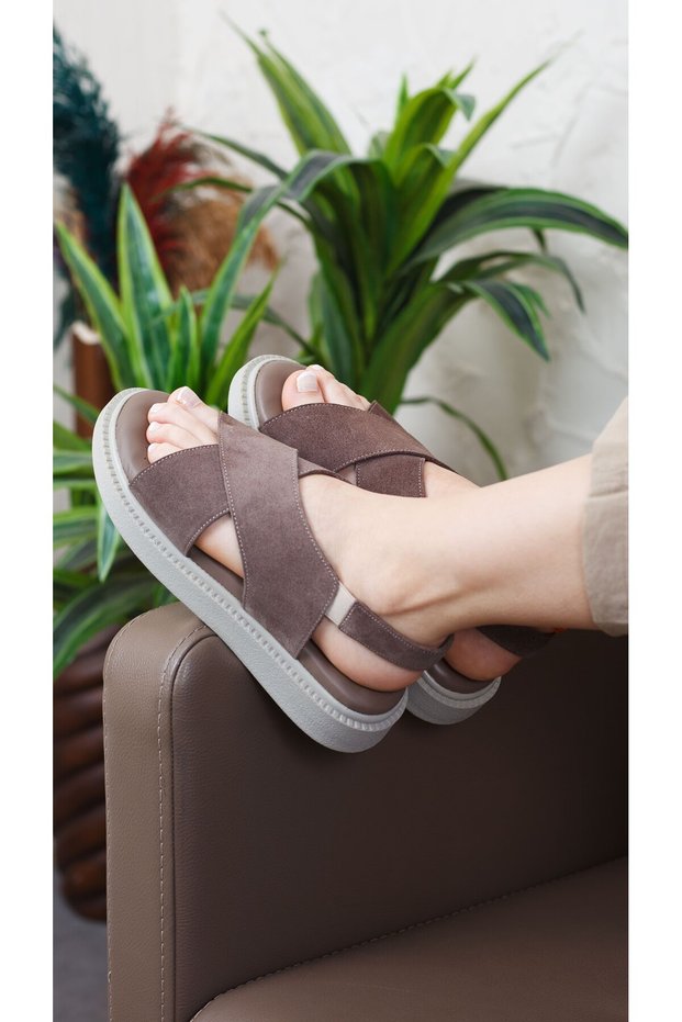 Women's Genuine Leather Cross Arched Orthopedic Sandals