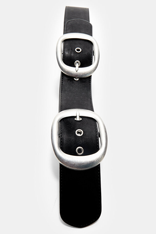 Çift Tokalı Kalın Kemer - 4