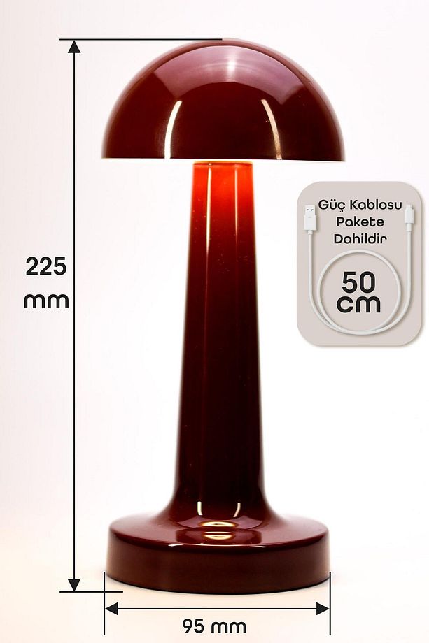 Dokunmatik Şarjlı Masa Lambası 3 MOD İskandinav Mantar Çalışma Okuma Işığı Lamba Kahve 330 - 6
