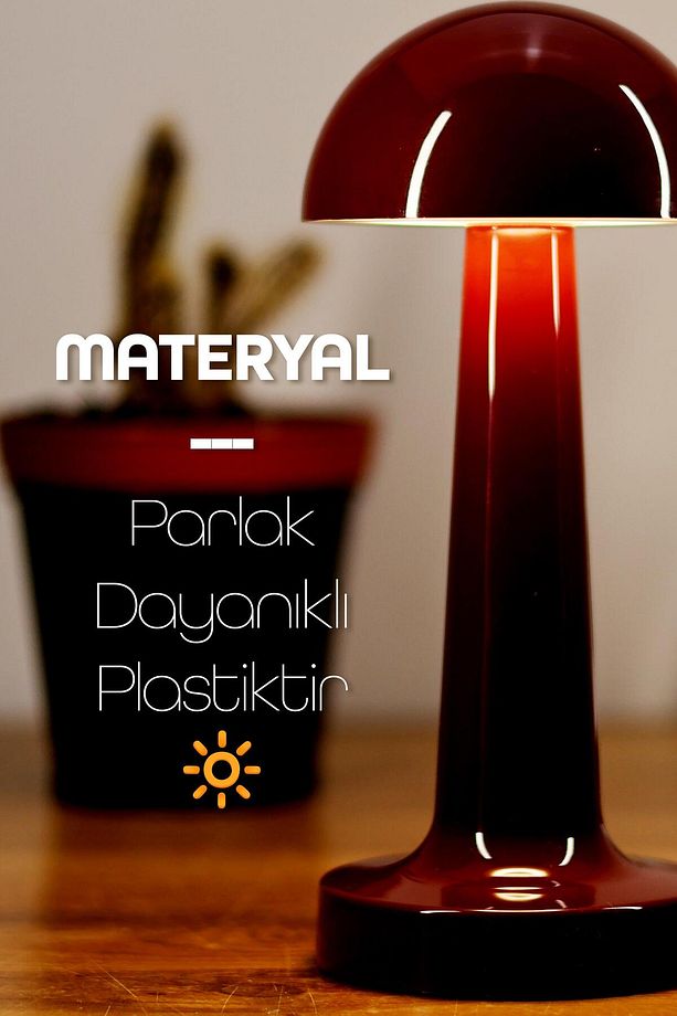 Dokunmatik Şarjlı Masa Lambası 3 MOD İskandinav Mantar Çalışma Okuma Işığı Lamba Kahve 330 - 8