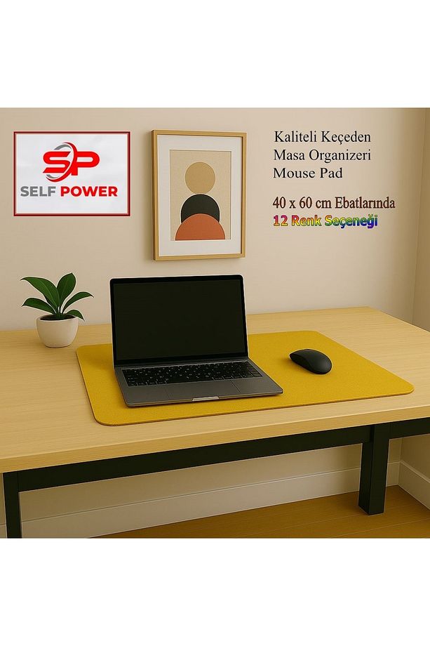 Sarı Kalın Keçe Çalışma Masası Düzenleyici Mouse Pad (60 X 40 CM) - 1