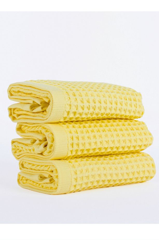 Lüks El Havlusu 3'lü Set, Waffle Dokuma, 100% Pamuk Yüksek Kalite Çabuk Kuruyan El Havluları - 1