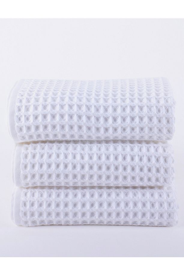 Lüks El Havlusu 3'lü Set, Waffle Dokuma, 100% Pamuk Yüksek Kalite Çabuk Kuruyan El Havluları - 2