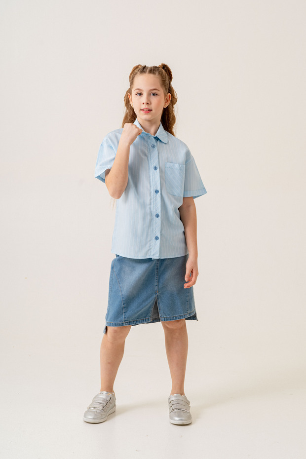 Girl's Baby Collar Half Sleeve Shirt 3171