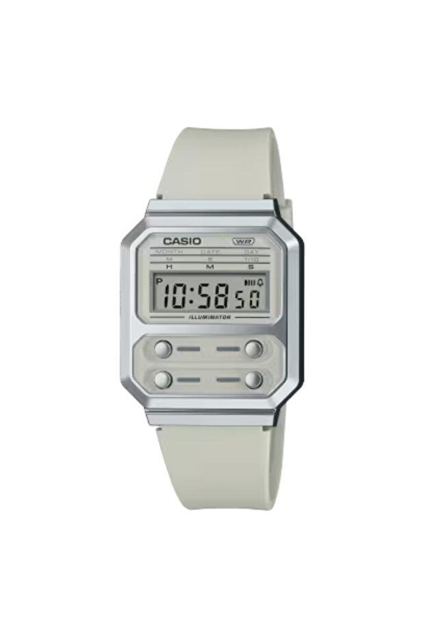 CASIO Unisex's Digital Silver Dial Watch - A100WEF-8ADF - 1