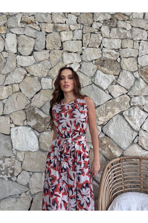 Patterned Maxi Jumpsuit with Side Pockets - 7