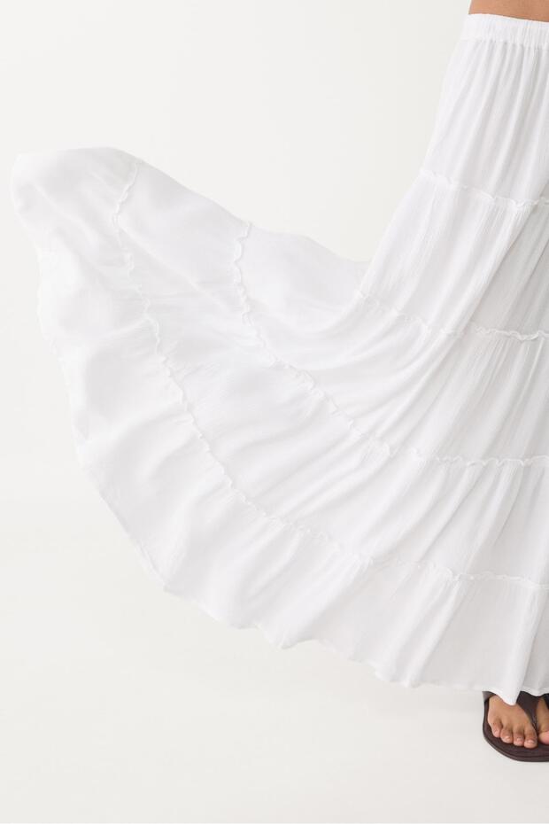 Panelli dökümlü midi etek - 3