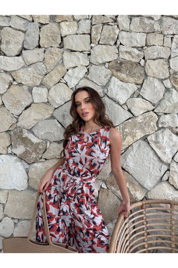 Patterned Maxi Jumpsuit with Side Pockets - 6