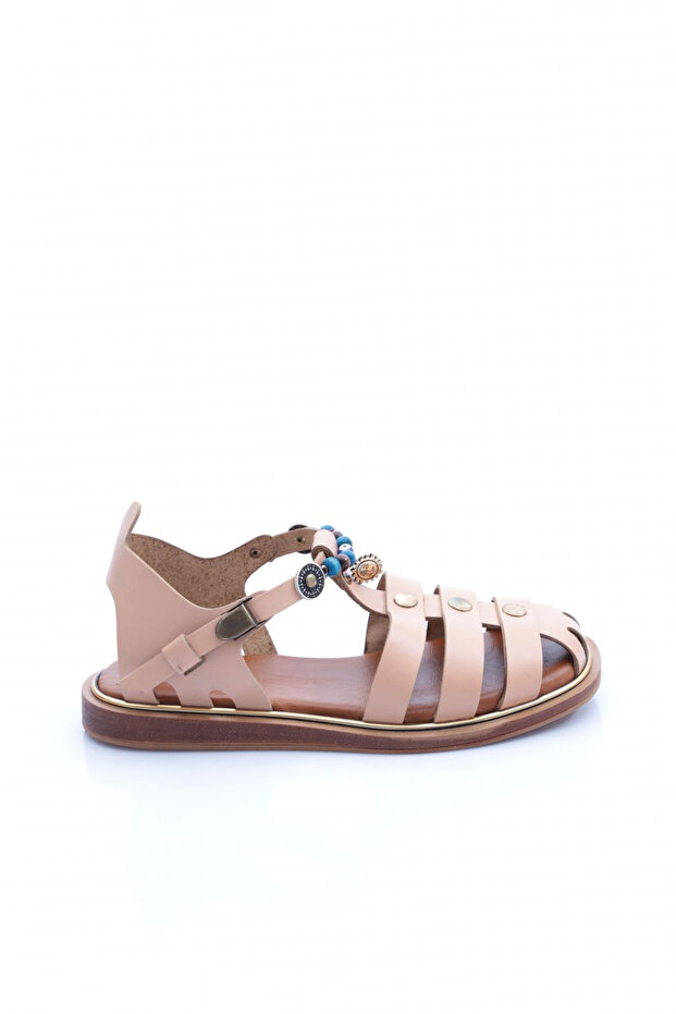 306 صندل نسائي مزين بالخرز مع أربطة عند الكاحل