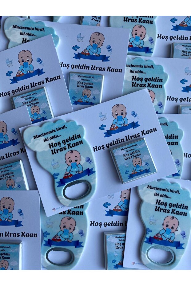 20 Baby Birth Gift Opener Magnets and Madlen Chocolate Cards and Gelatin