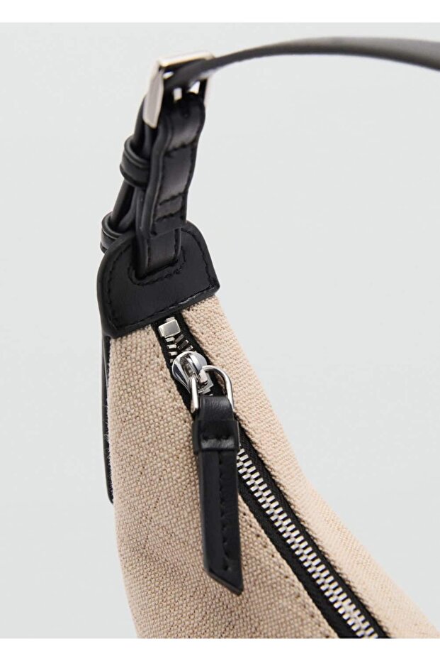 Mini oval keten karışımı omuz çantası - 4