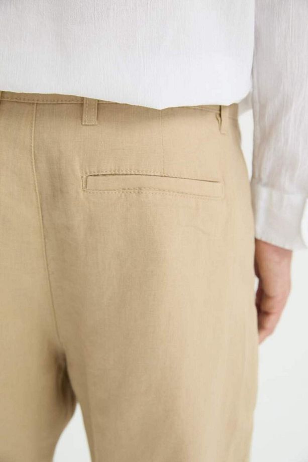 Yeni Sezon %100 Keten Regular Fit Yazlık Bermuda Şort - 8