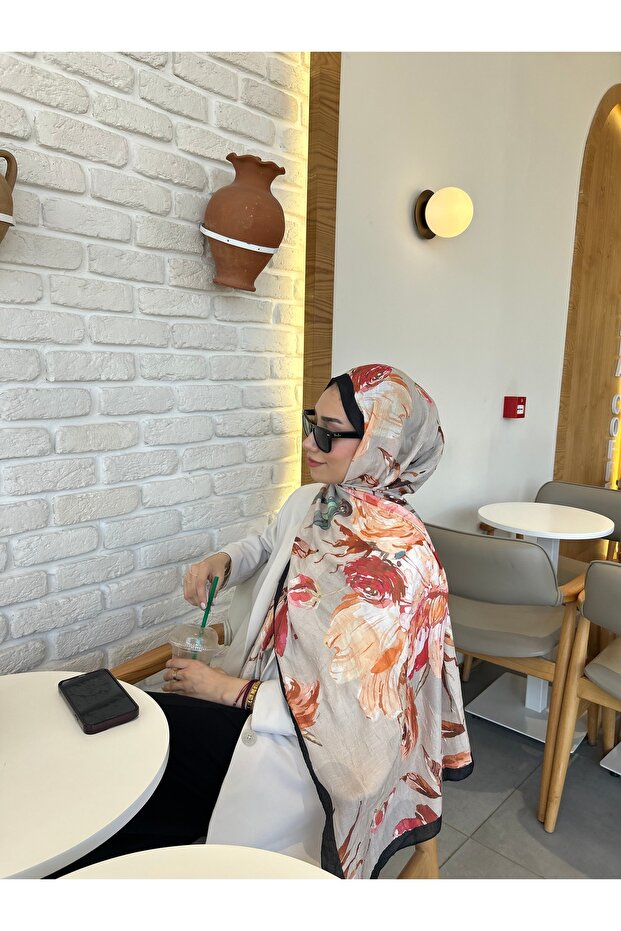 Desenli bambu kraş şal - 3