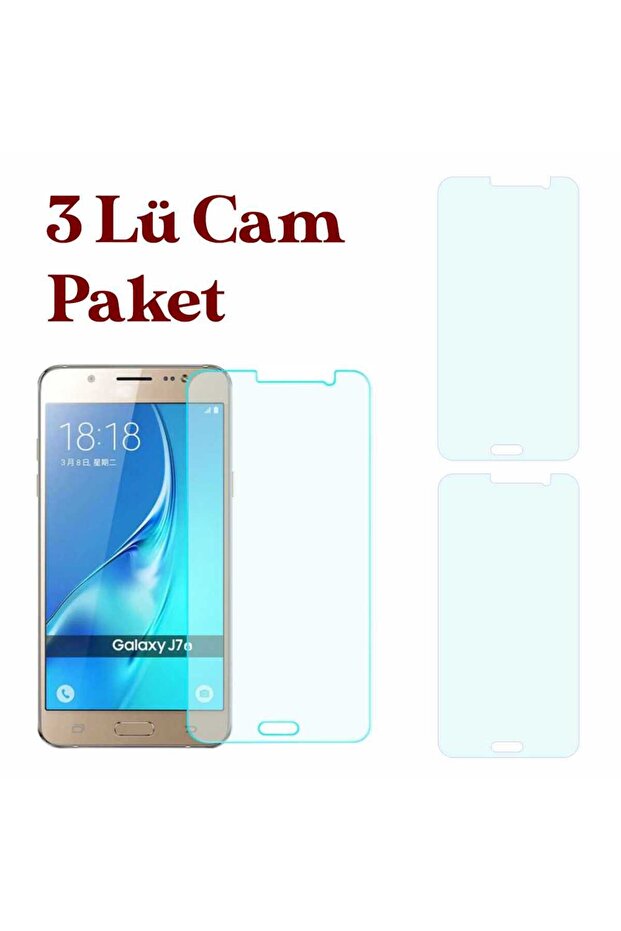 مجموعة من 3 واقيات شاشة زجاجية مقسّاة غير قابلة للكسر متوافقة مع هاتف Samsung Galaxy J7 2016